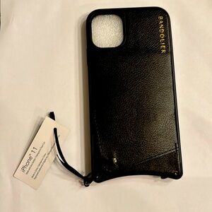 bandolier iPhone 11 case in black with credit card holder slot on back